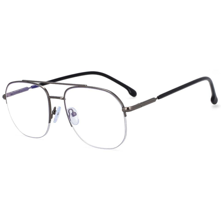 CCspace Women's Semi Rim Round Square Alloy Double Bridge Frame Eyeglasses 54342 Semi Rim CCspace Gun-gray China
