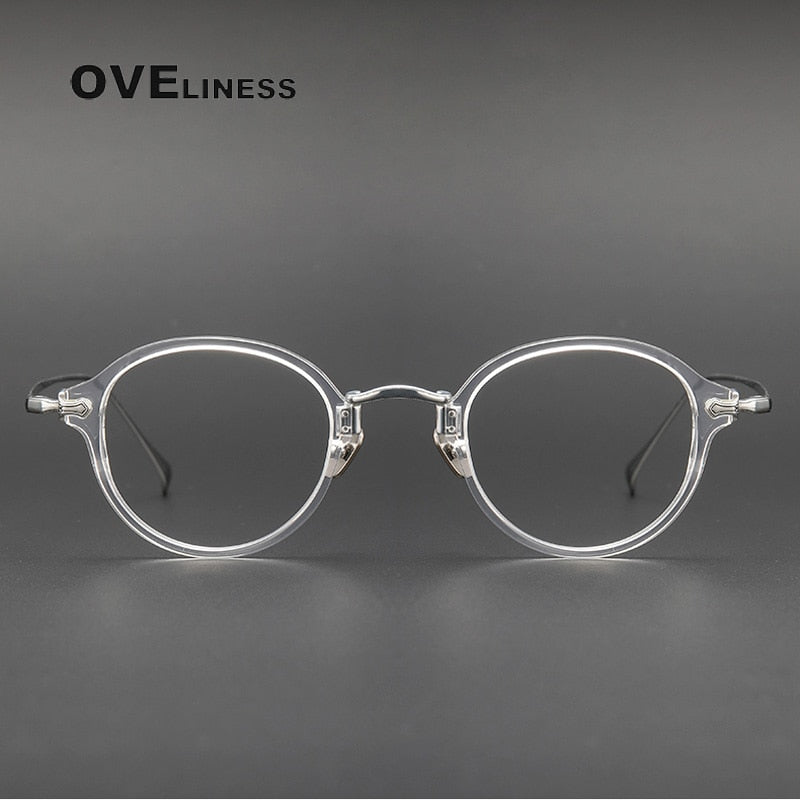 Oveliness Unisex Full Rim Round Acetate Titanium Eyeglasses Kmn182 Full Rim Oveliness