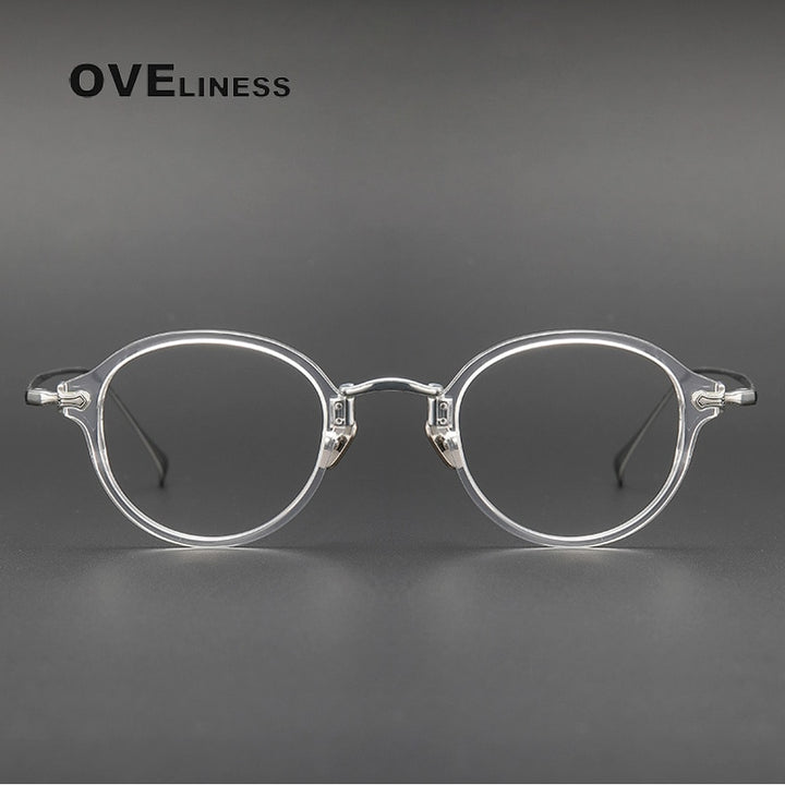 Oveliness Unisex Full Rim Round Acetate Titanium Eyeglasses Kmn182 Full Rim Oveliness