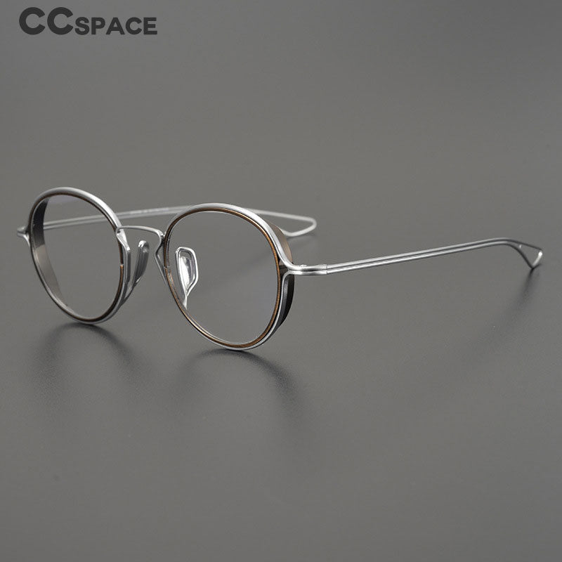 CCspace Unisex Full Rim Round Handcrafted Frame Eyeglasses 54619 Full Rim CCspace