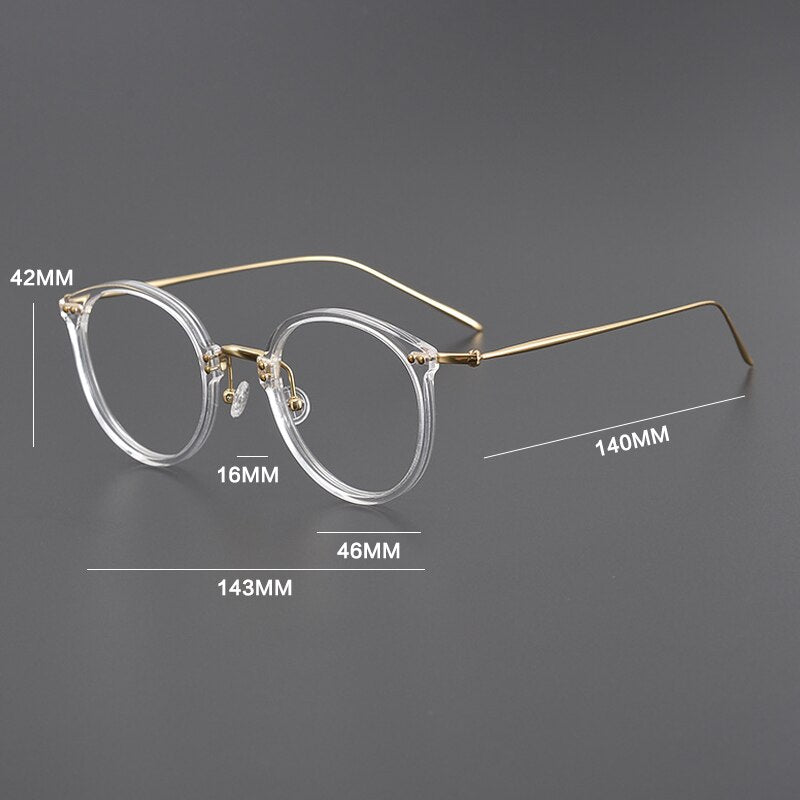 Gatenac Unisex Full Rim Round Square Acetate Titanium Eyeglasses Gxyj1005 Full Rim Gatenac