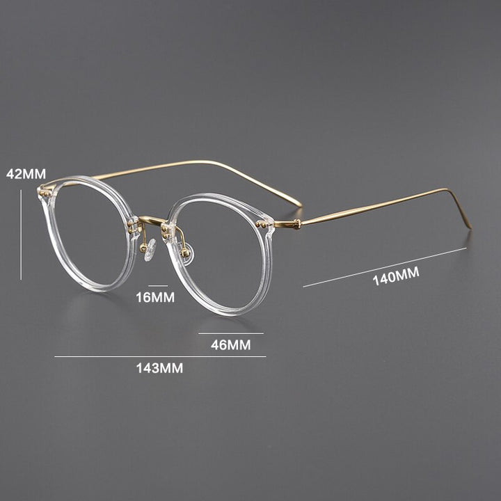 Gatenac Unisex Full Rim Round Square Acetate Titanium Eyeglasses Gxyj1005 Full Rim Gatenac