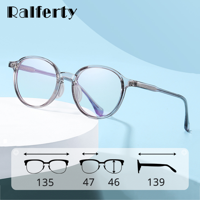 Ralferty Women's Full Rim Round Tr 90 Acetate Eyeglasses D204 Full Rim Ralferty