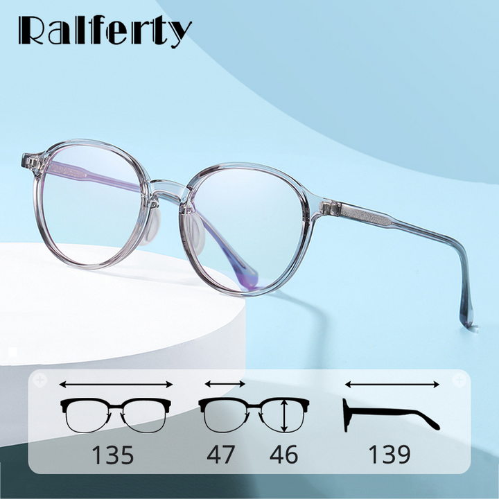 Ralferty Women's Full Rim Round Tr 90 Acetate Eyeglasses D204 Full Rim Ralferty