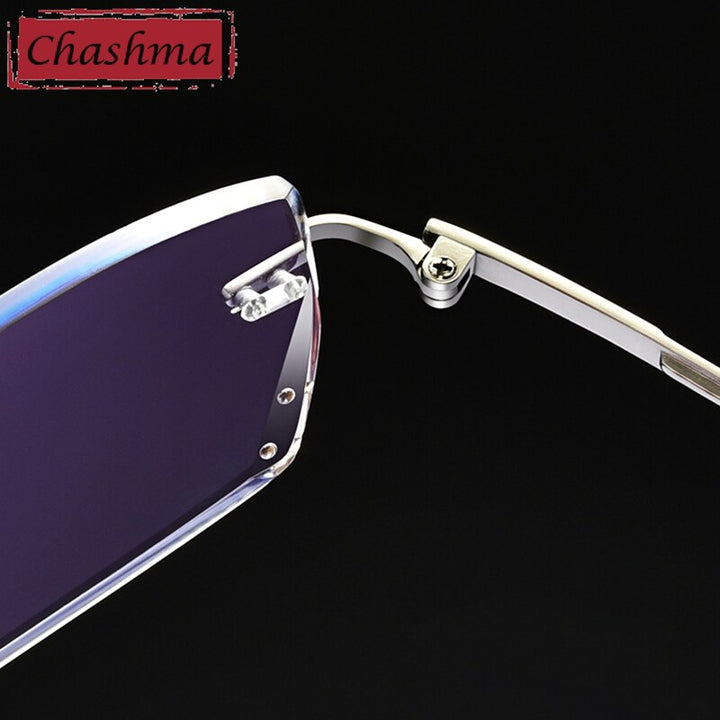 Chashma Ottica Men's Rimless Square Titanium Eyeglasses Tinted Lenses 10096 Rimless Chashma Ottica
