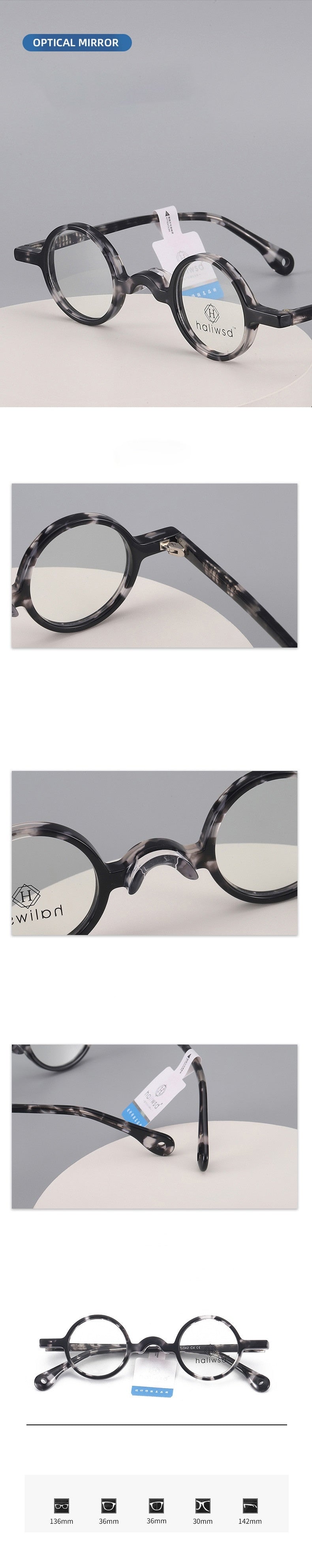Cubojue Unisex Full Rim Small Round Acetate Hyperopic Reading Glasses Hlswd Reading Glasses Cubojue