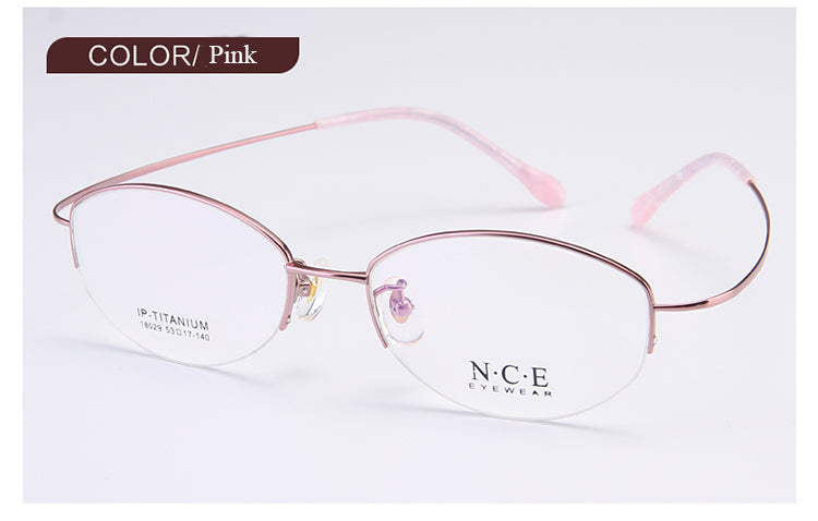 Bclear Women's Semi Rim Titanium Oval Eyeglasses Sc18029 Semi Rim Bclear