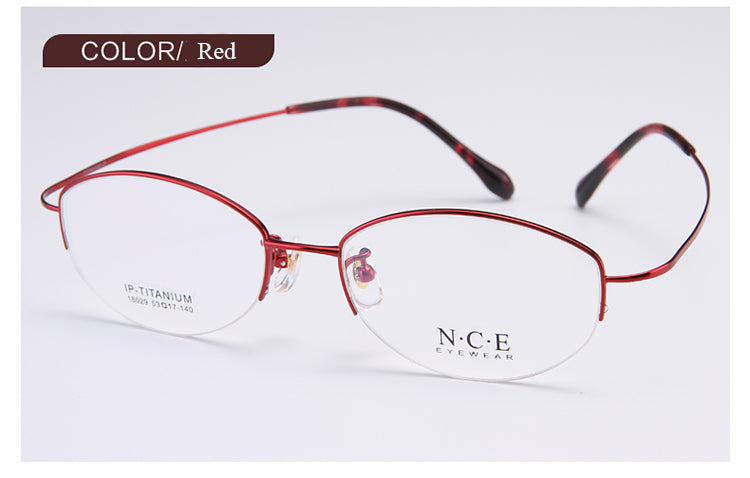 Bclear Women's Semi Rim Titanium Oval Eyeglasses Sc18029 Semi Rim Bclear