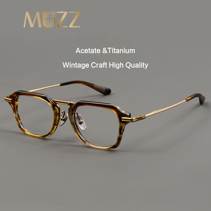 Muzz Unisex Full Rim Square Acetate Titanium Eyeglasses Dl413 Full Rim Muzz