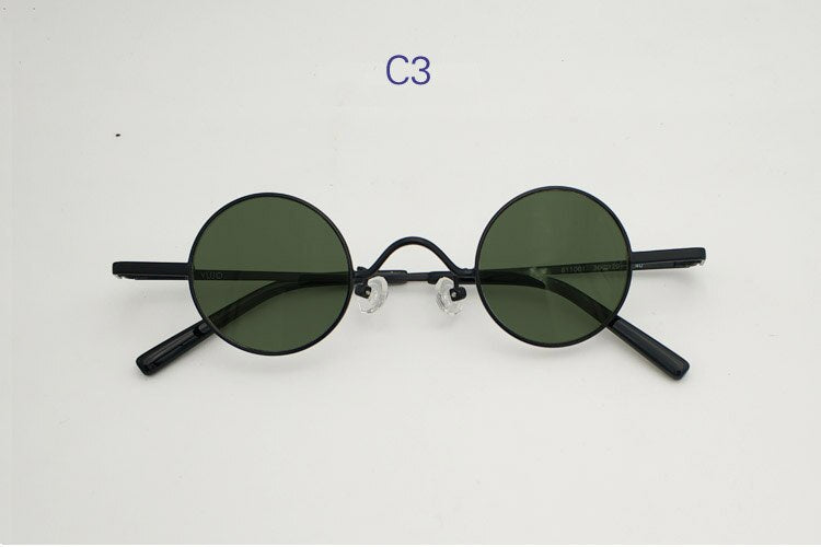 Yujo Unisex Full Rim Small Round 36mm Stainless Steel Polarized Sunglasses Y075 Sunglasses Yujo C3 China