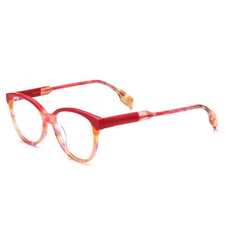 CCspace Unisex Full Rim Square Cat Eye Acetate Eyeglasses 53152 Full Rim CCspace Red China