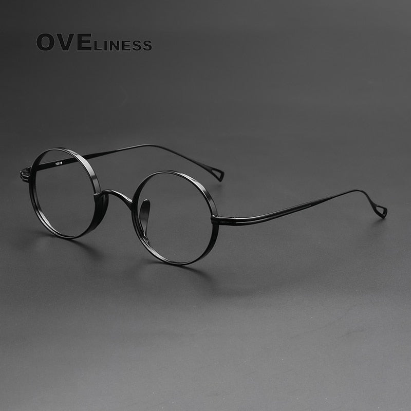 Oveliness Unisex Full Rim Round Titanium Eyeglasses 10518 Full Rim Oveliness Black
