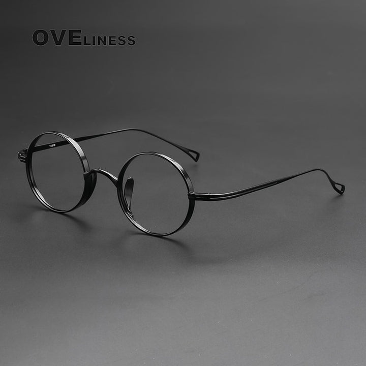 Oveliness Unisex Full Rim Round Titanium Eyeglasses 10518 Full Rim Oveliness Black