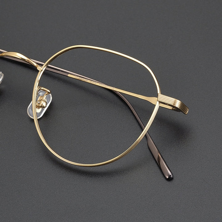 Gatenac Unisex Full Rim Flat Top Round Titanium Eyeglasses Gxyj1010 Full Rim Gatenac