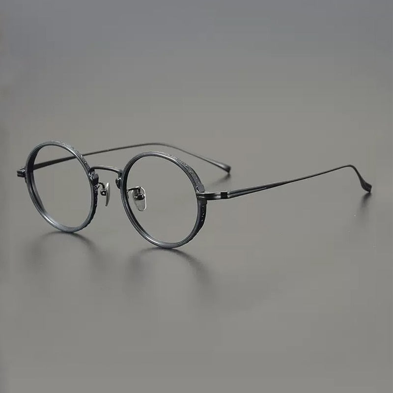 Gatenac Unisex Full Rim Round Titanium Eyeglasses Gxyj893 Full Rim Gatenac