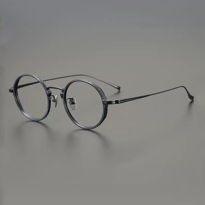 Gatenac Unisex Full Rim Round Titanium Eyeglasses Gxyj893 Full Rim Gatenac