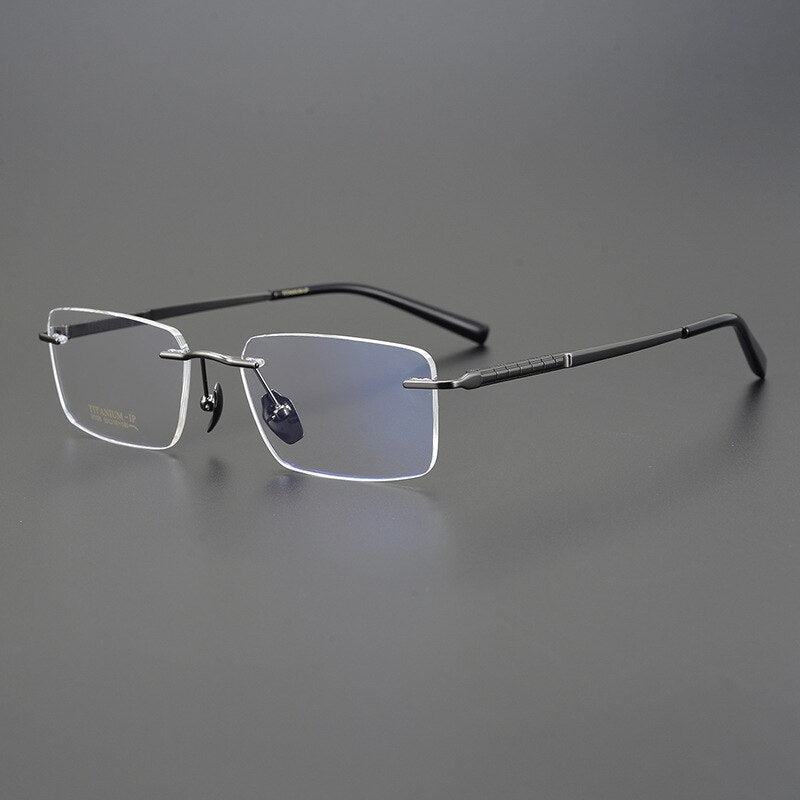 Bclear Men's Rimless Square Titanium Eyeglasses Mys91106 Rimless Bclear Gray