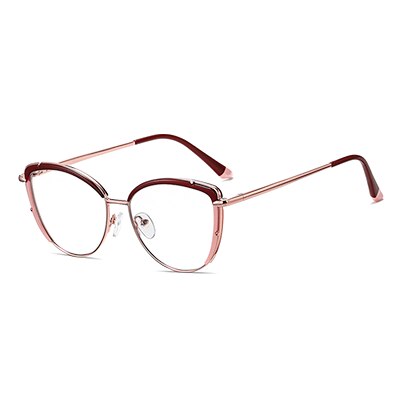 Ralferty Women's Full Rim Square Cat Eye Acetate Alloy Eyeglasses F95966 Full Rim Ralferty C1 Red - Pink China