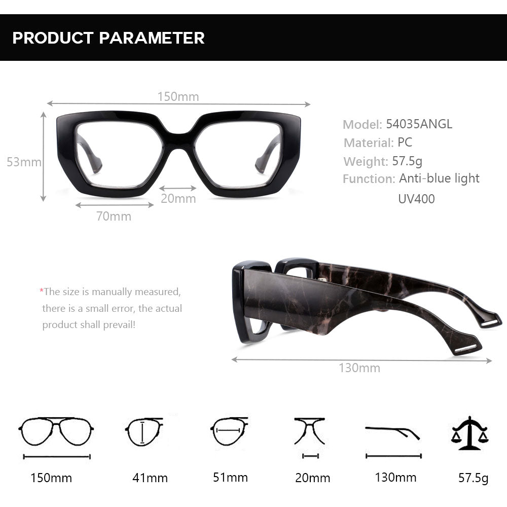 CCspace Unisex Full Rim Oversized Square Acetate Frame Eyeglasses 54035 Full Rim CCspace