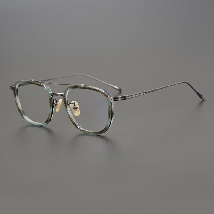 Gatenac Unisex Full Rim Square Titanium Acetate Double Bridge Frame Eyeglasses Gxyj809 Full Rim Gatenac Multicolor