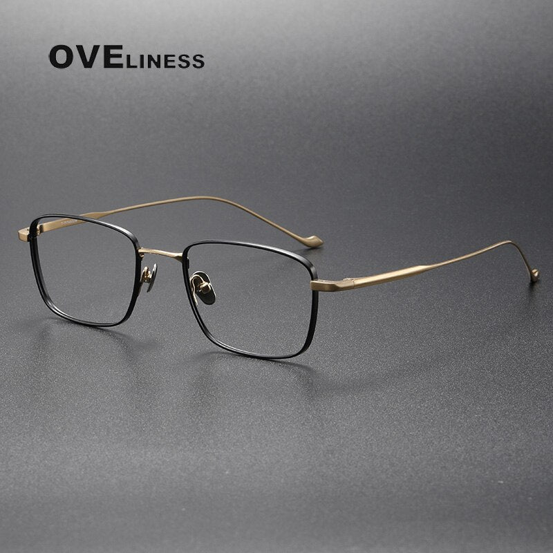Oveliness Unisex Full Rim Square Titanium Eyeglasses  Chordf Full Rim Oveliness black gold