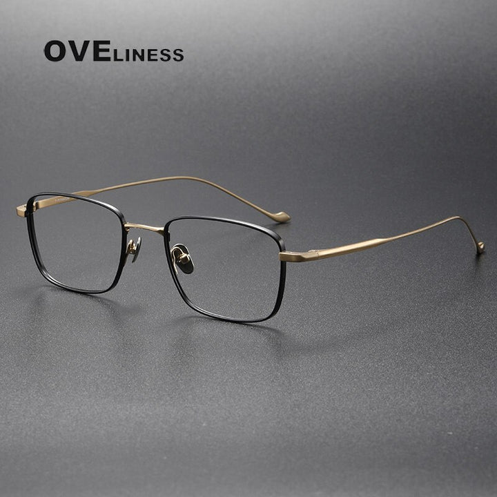 Oveliness Unisex Full Rim Square Titanium Eyeglasses  Chordf Full Rim Oveliness black gold