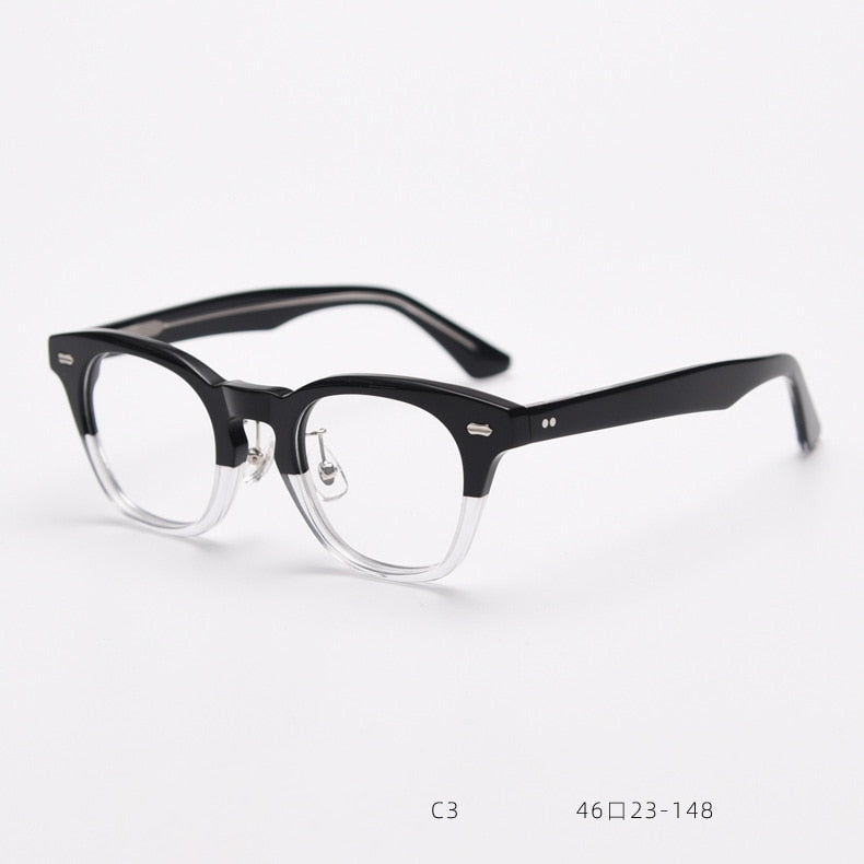 CCspace Unisex Full Rim Square Acetate Fiber Eyeglasses 55683 Full Rim CCspace BlackClear China