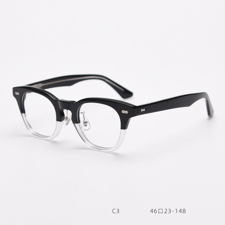 CCspace Unisex Full Rim Square Acetate Fiber Eyeglasses 55683 Full Rim CCspace BlackClear China