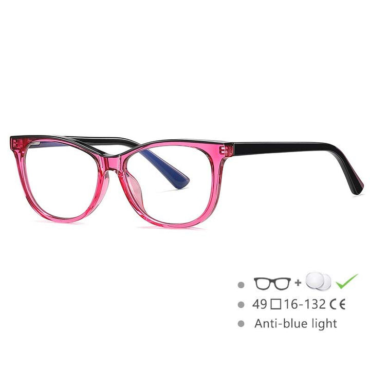 CCspace Youth's Unisex Full Rim Square Tr 90 Titanium Eyeglasses 54524 Full Rim CCspace China Red