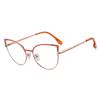 Ralferty Women's Full Rim Square Cat Eye Tr 90 Acetate Alloy Eyeglasses F95993 Full Rim Ralferty China C6 Orange 
