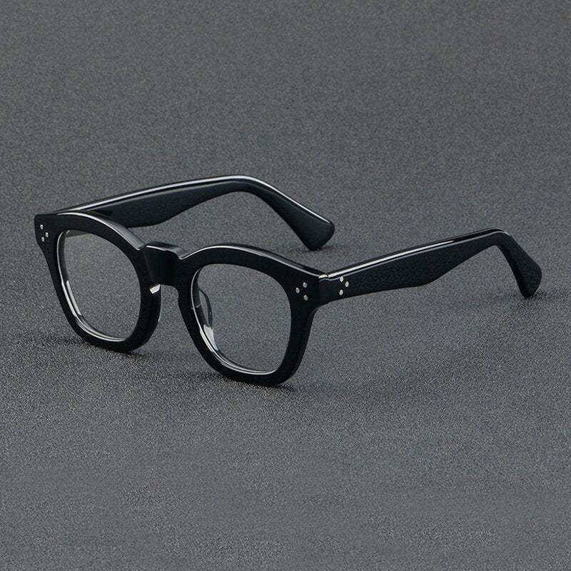 Gatenac Unisex Full Rim Square Acetate Eyeglasses Gxyj931 Full Rim Gatenac Black