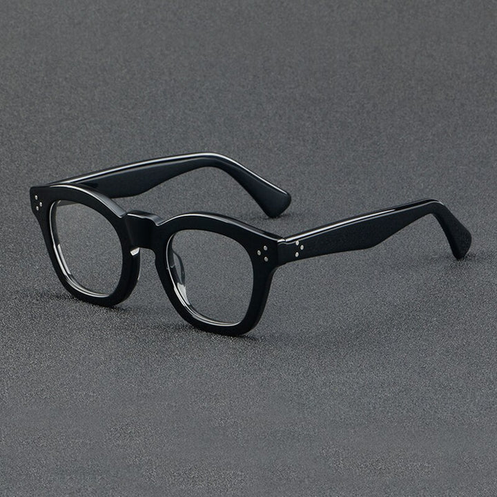Gatenac Unisex Full Rim Square Acetate Eyeglasses Gxyj931 Full Rim Gatenac Black