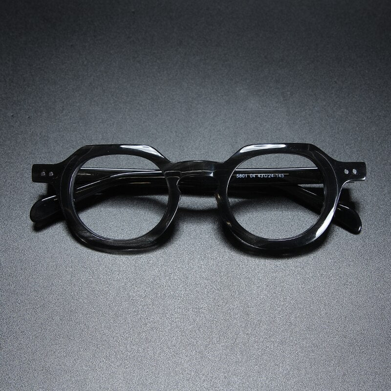 Gatenac Unisex Full Rim Round Square Acetate Eyeglasses Gxyj912 Full Rim Gatenac Grey Tortoiseshell