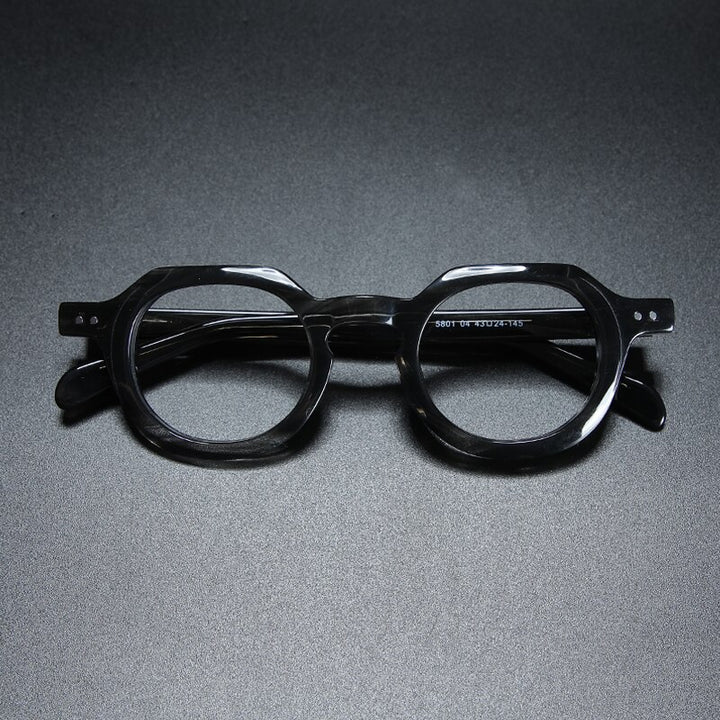 Gatenac Unisex Full Rim Round Square Acetate Eyeglasses Gxyj912 Full Rim Gatenac Grey Tortoiseshell