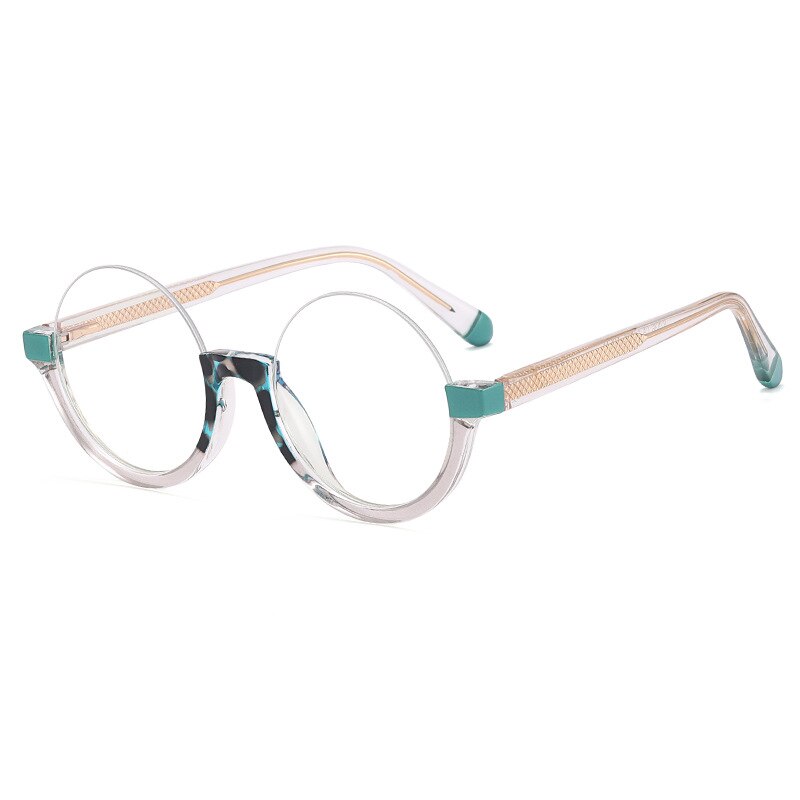 CCspace Unisex Semi Rim Round Tr 90 Titanium Eyeglasses 55611 Semi Rim CCspace China GreenLeopard