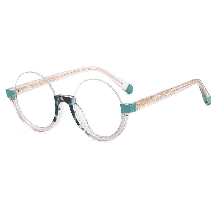 CCspace Unisex Semi Rim Round Tr 90 Titanium Eyeglasses 55611 Semi Rim CCspace China GreenLeopard