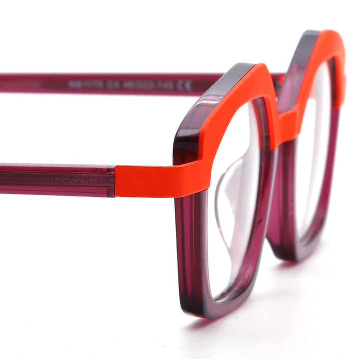 Muzz Unisex Full Rim Polygon Square Acetate Alloy Eyeglasses 1175 Full Rim Muzz