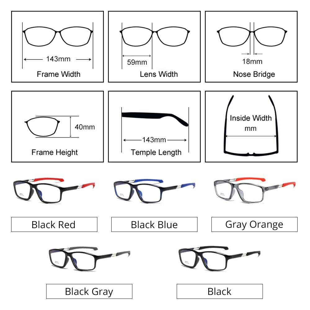 Ralferty Unisex Full Rim Rectangle Tr 90 Acetate Sport Eyeglasses B18190 Full Rim Ralferty