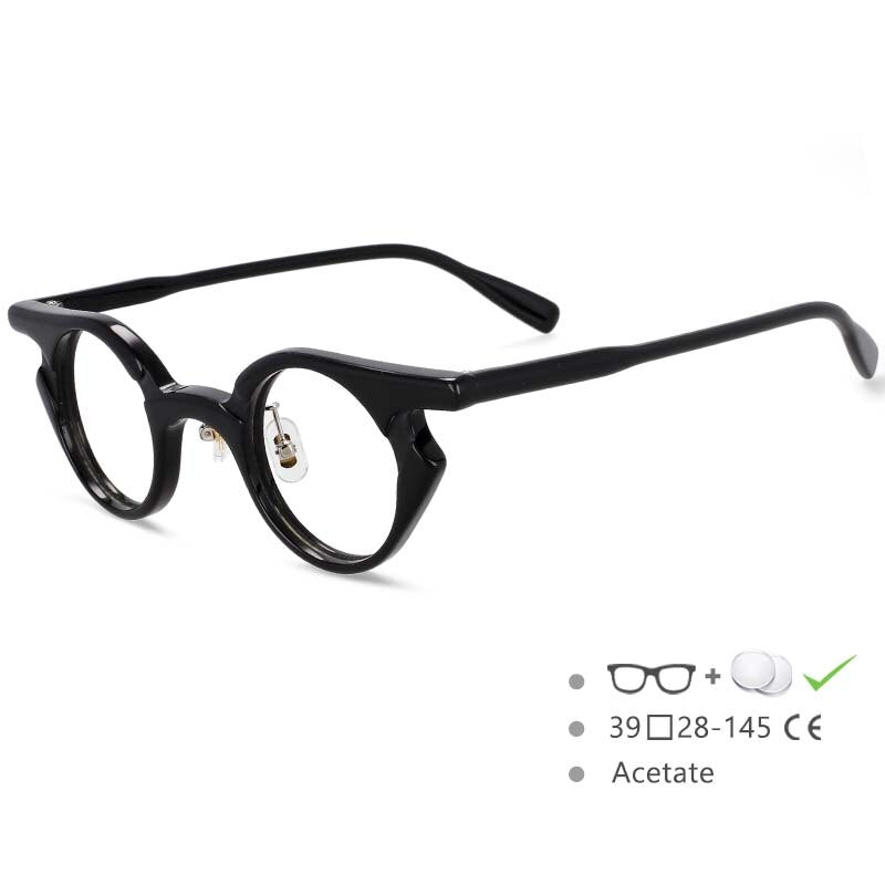 CCspace Unisex Full Rim Round Acetate Frame Punk Eyeglasses 54539 Full Rim CCspace black China