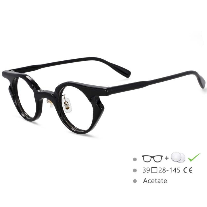 CCspace Unisex Full Rim Round Acetate Frame Punk Eyeglasses 54539 Full Rim CCspace black China