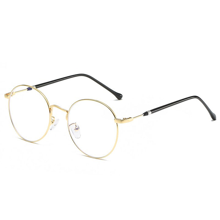 Reven Jate Unisex Full Rim Round Alloy Eyeglasses 1912 Full Rim Reven Jate golden