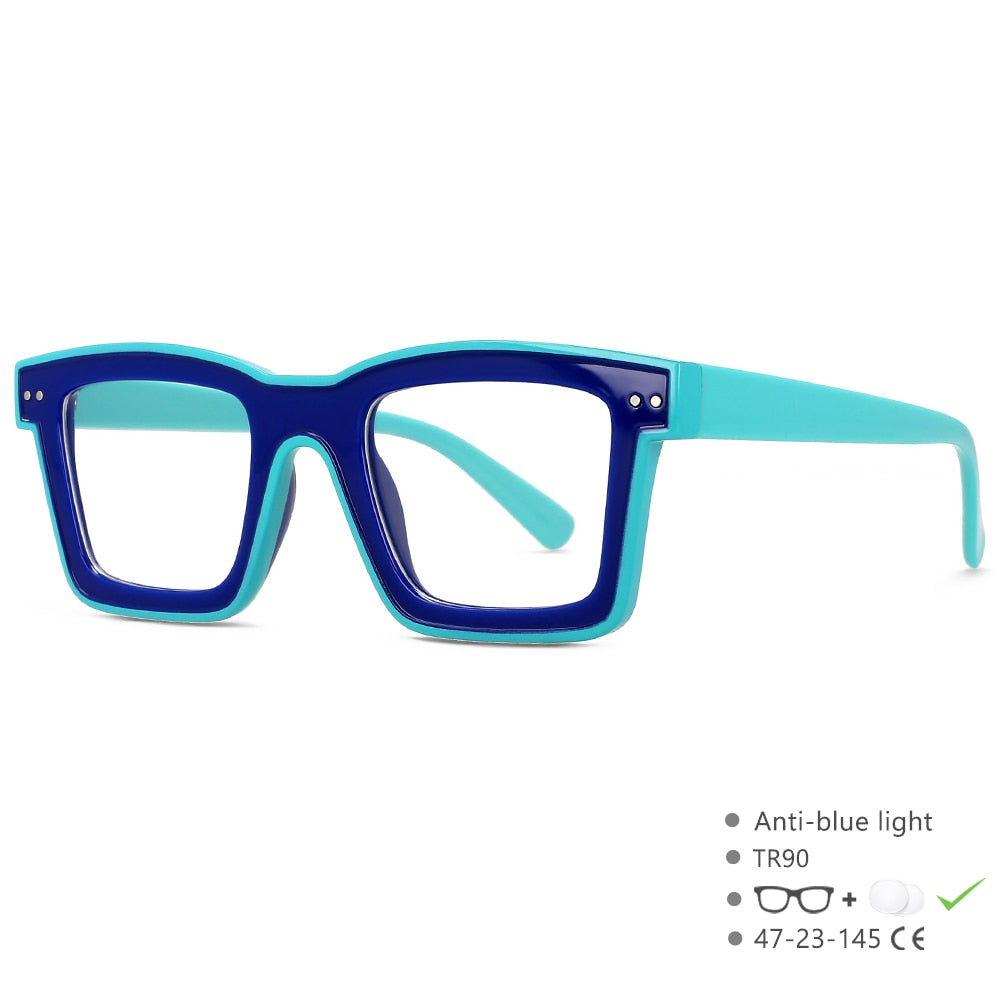 CCspace Unisex Full Rim Square Punk Acetate Eyeglasses 55599 Full Rim CCspace China Blue
