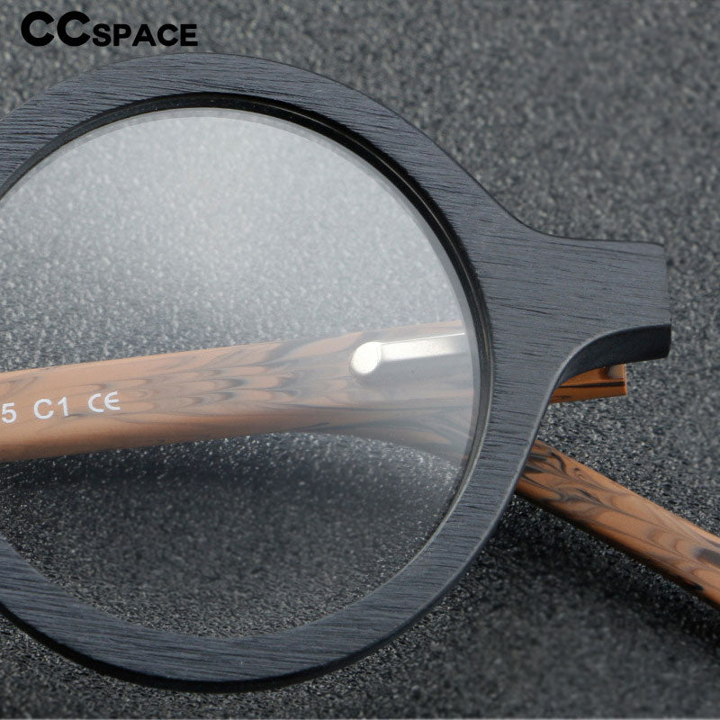 CCspace Unisex Full Rim Round Acetate Eyeglasses 55724 Full Rim CCspace