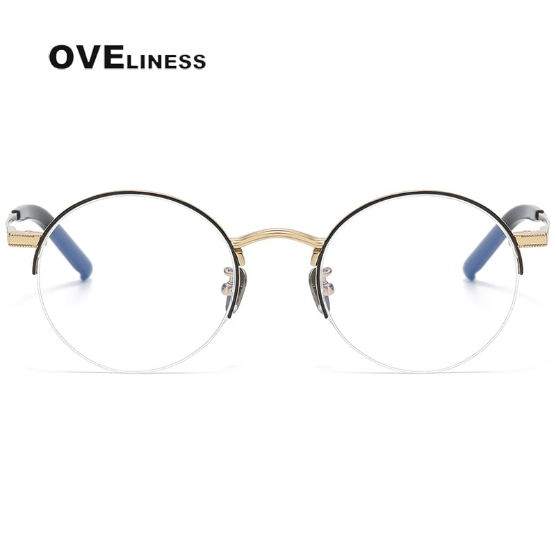 Oveliness Unisex Semi Rim Round Titanium Eyeglasses 185 Semi Rim Oveliness