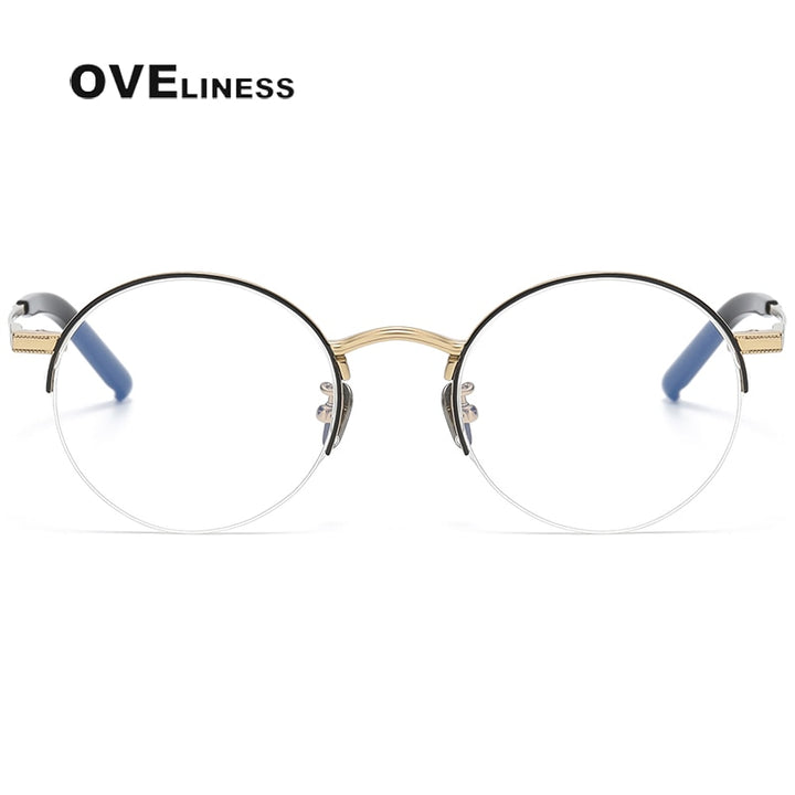 Oveliness Unisex Semi Rim Round Titanium Eyeglasses 185 Semi Rim Oveliness