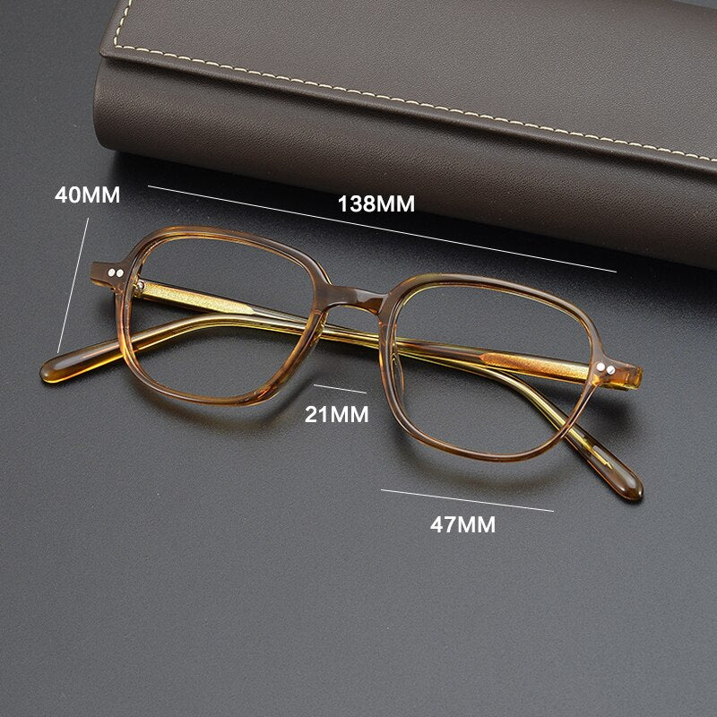 Gatenac Unisex Full Rim Square Handcrafted Acetate Eyeglasses Gxyj962 Full Rim Gatenac