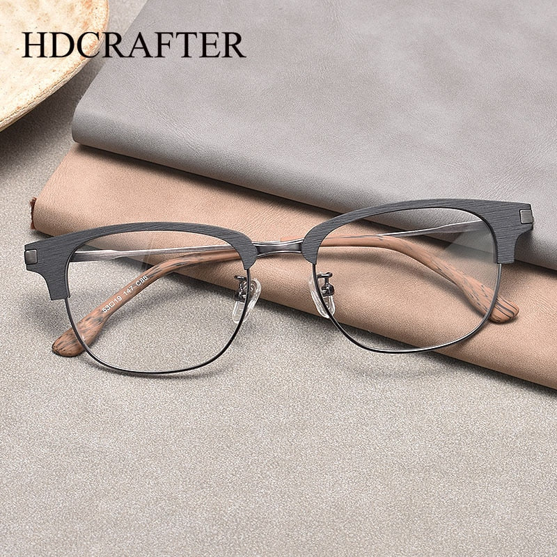 Hdcrafter Men's Full Rim Square Wood Eyeglasses GA00345 Full Rim Hdcrafter Eyeglasses