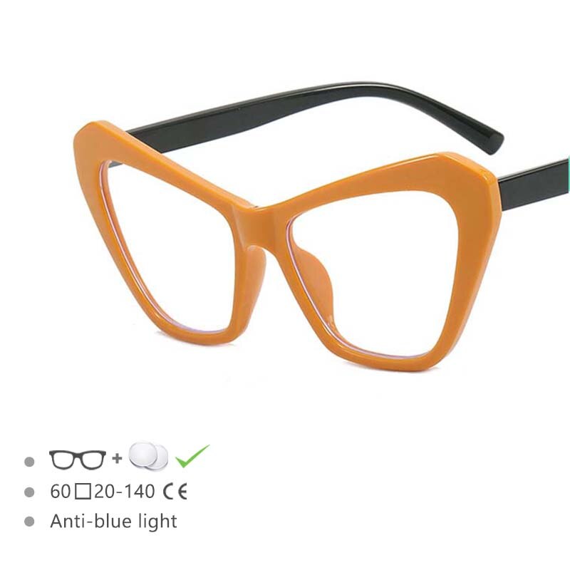 CCspace Women's Full Rim Oversized Cat Eye Acetate Frame Eyeglasses 54494 Full Rim CCspace yellow China