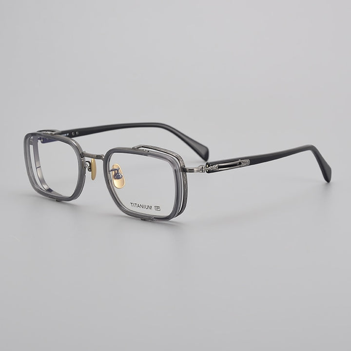 Muzz Unisex Full Rim Square Acetate Titanium Eyeglasses E005 Full Rim Muzz C4