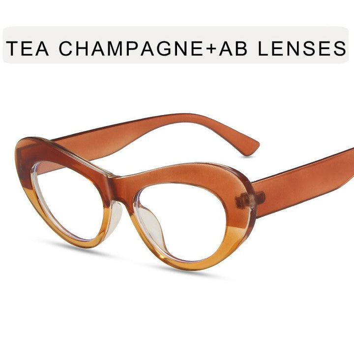 CCspace Women's Full Rim Big Cat Eye Acetate Titanium Eyeglasses 55514 Full Rim CCspace China Tea